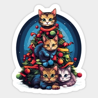 Cat Christmas Tree Sticker